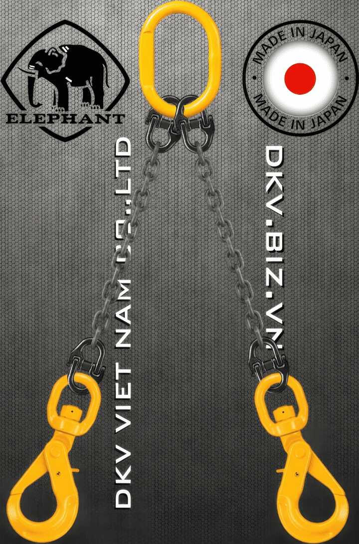 Sling xích cẩu hàng 2 chân Elephant 2-MFF-YE-16, Elephant double leg chain sling 2-MFF-YE-16