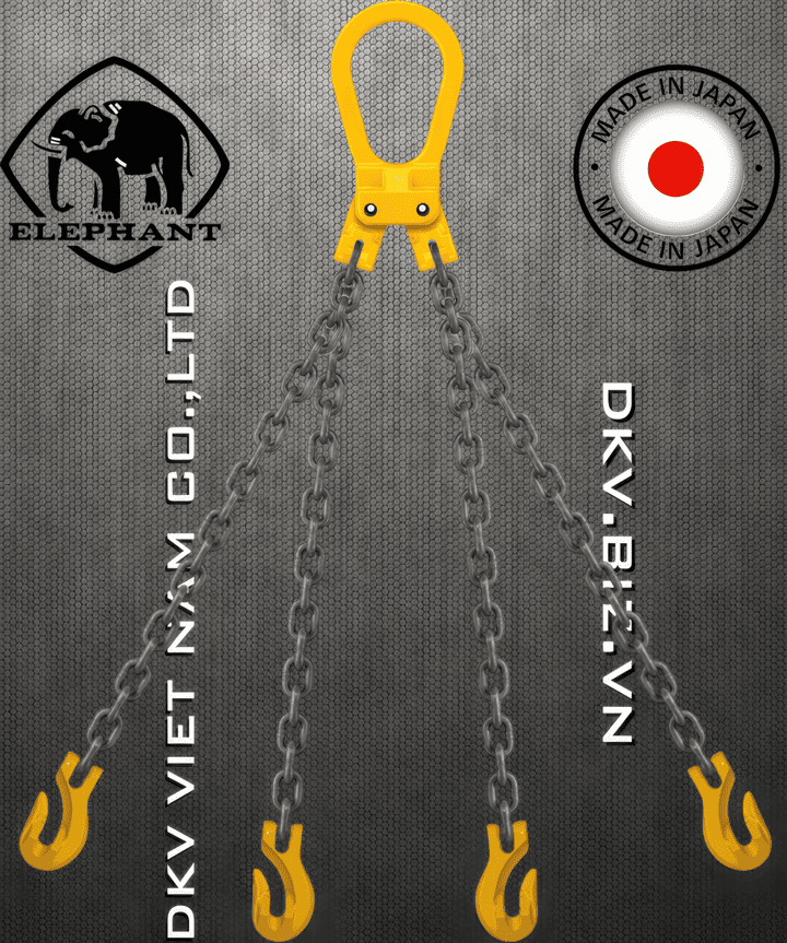 Sling xích cẩu hàng 4 chân Elephant 4-T-G-6.3, Elephant four leg chain sling 4-T-G-6.3