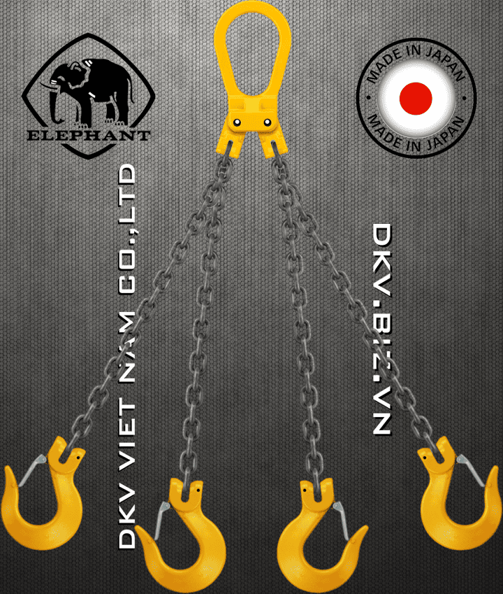 Sling xích cẩu hàng 4 chân Elephant 4-T-H-5, Elephant four leg chain sling 4-T-H-5