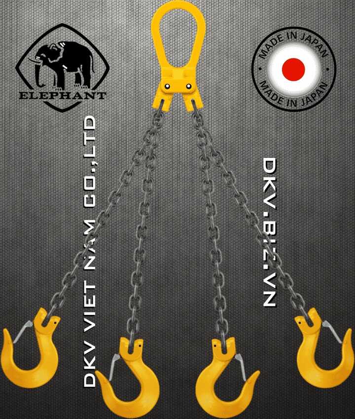 Sling xích cẩu hàng 4 chân Elephant 4-T-H-8, Elephant four leg chain sling 4-T-H-8
