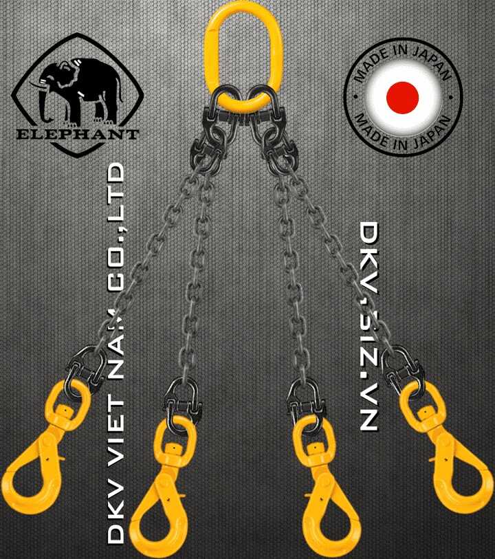 Sling xích cẩu hàng 4 chân Elephant 4-TG-BKE-10, Elephant four leg chain sling 4-TG-BKE-10
