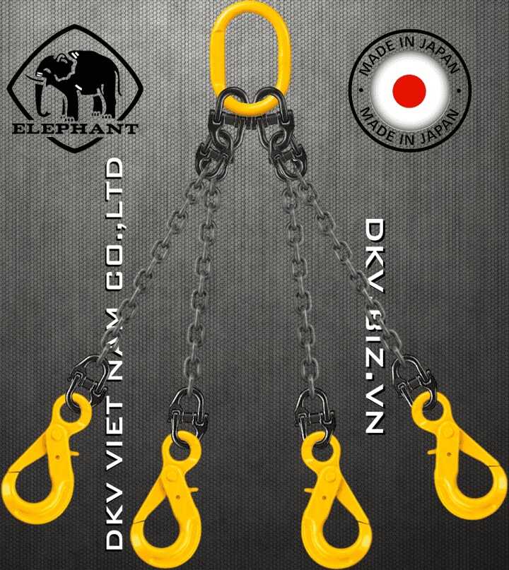 Sling xích cẩu hàng 4 chân Elephant 4-TG-SHE-10, Elephant four leg chain sling 4-TG-SHE-10