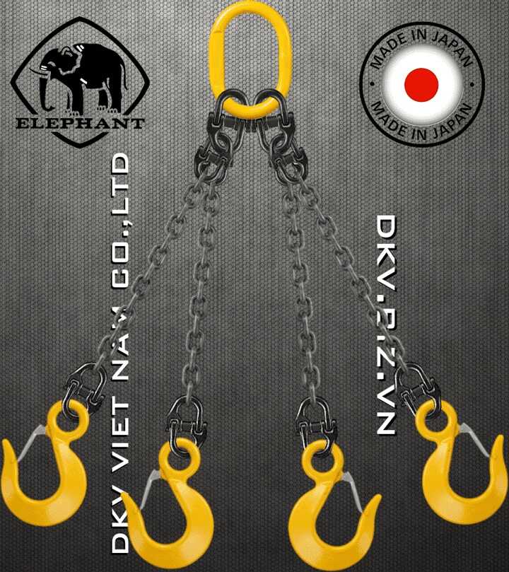 Sling xích cẩu hàng 4 chân Elephant 4-TG-YP-16, Elephant four leg chain sling 4-TG-YP-16