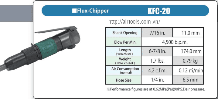Súng gõ rỉ khí nén Kuken KFC-20, Kuken air flux chipper KFC-20