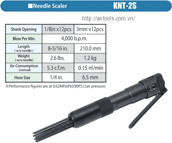 Súng gõ rỉ khí nén Kuken KNT-2S, Kuken air flux chipper KNT-2S