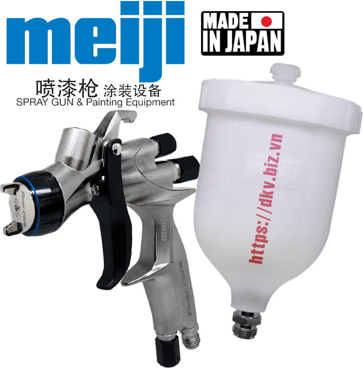 Súng phun sơn khí nén Meiji FINER-CORE-HVLP-13, Meiji air spray gun FINER-CORE-HVLP-13