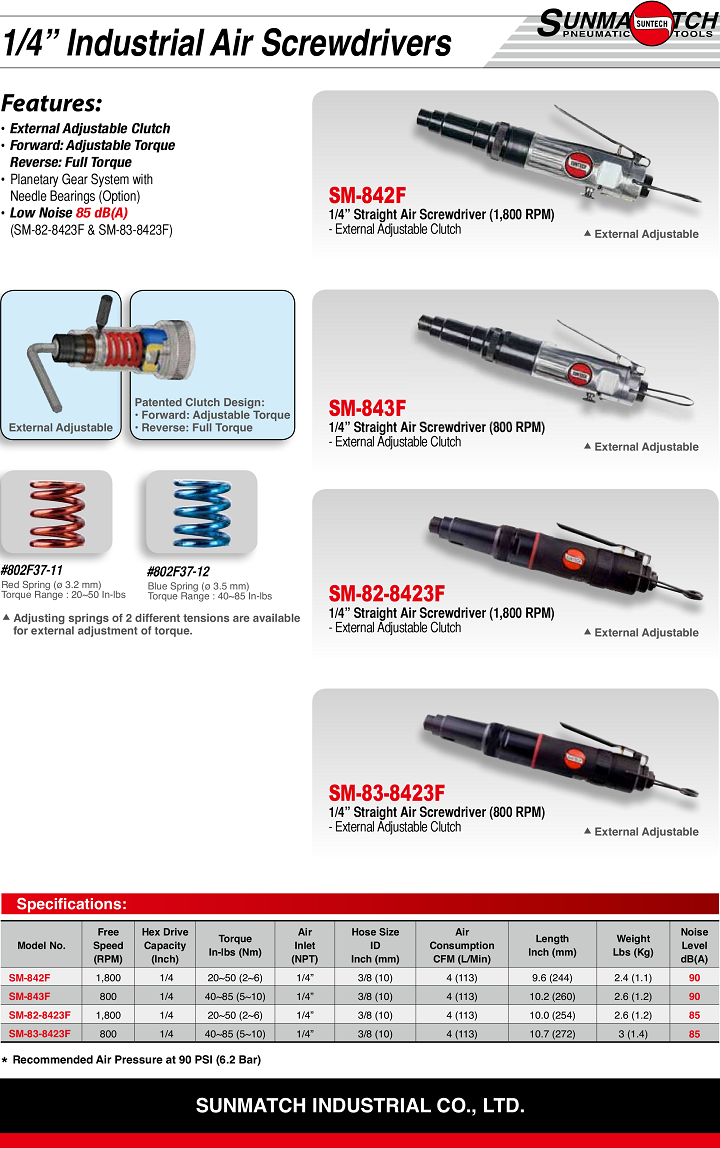 Súng bắn vít khí nén Suntech SM-82-8423F, Suntech air screwdrivers SM-82-8423F